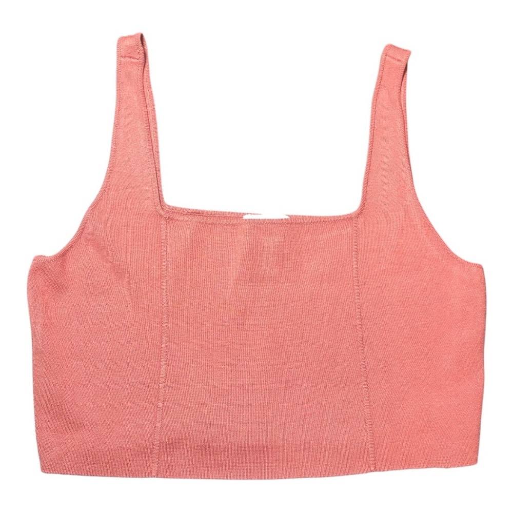 HOUSE OF HARLOW 1960 Living Coral Square Neck Knit Crop Top